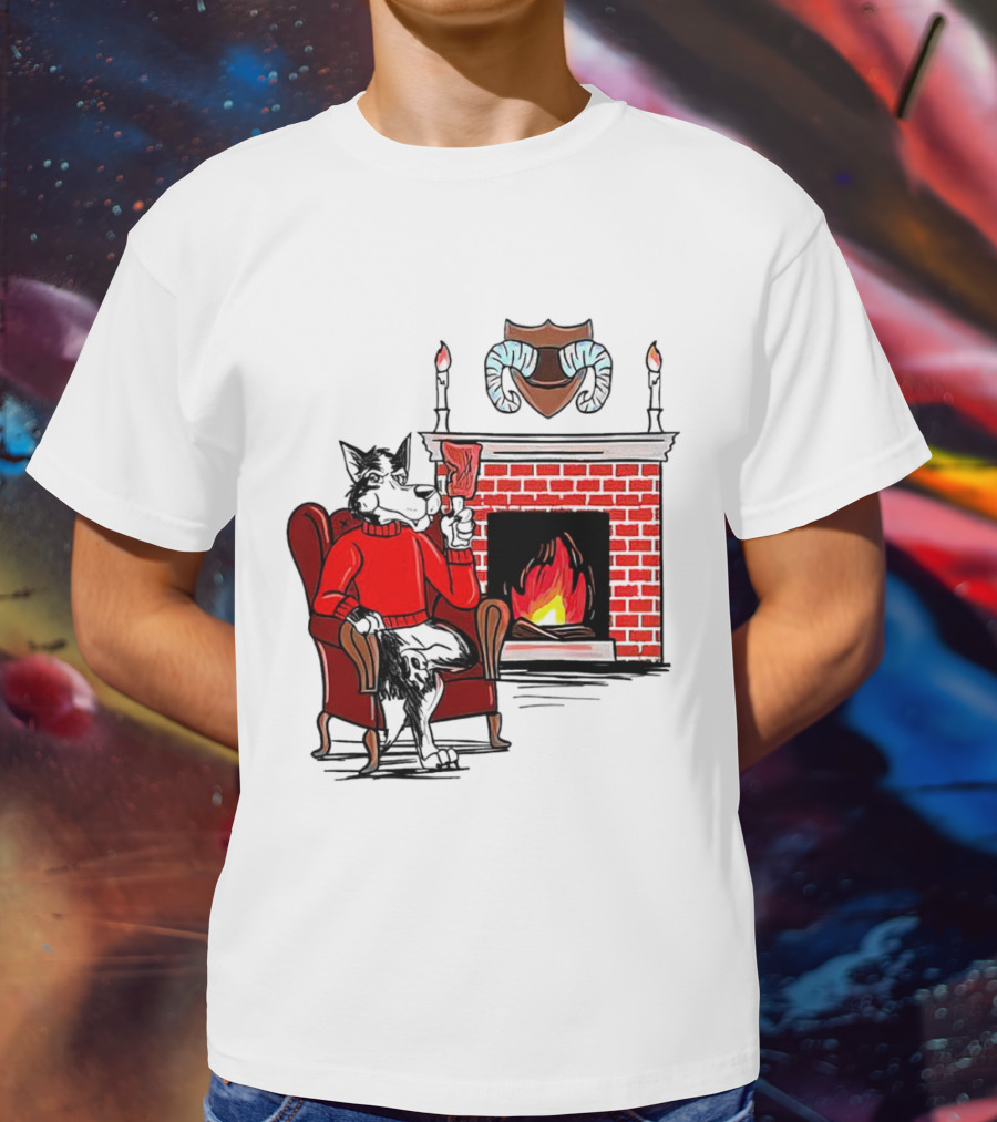 NC State Wolfpack Cozy Fireplace Christmas Scene Sweater Wolf T-Shirt