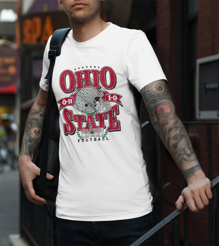 Ohio State Buckeyes Football Helmet Stadium Vintage T-Shirt