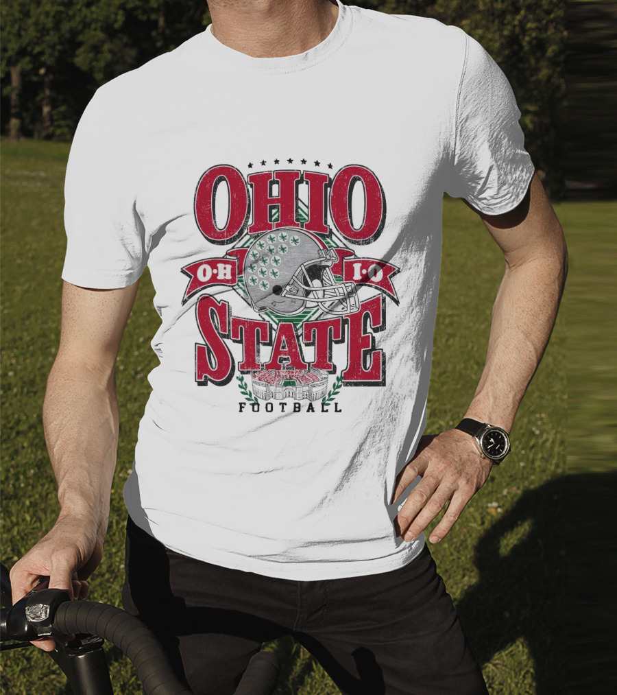 Ohio State Buckeyes Football Helmet Stadium Vintage T-Shirt