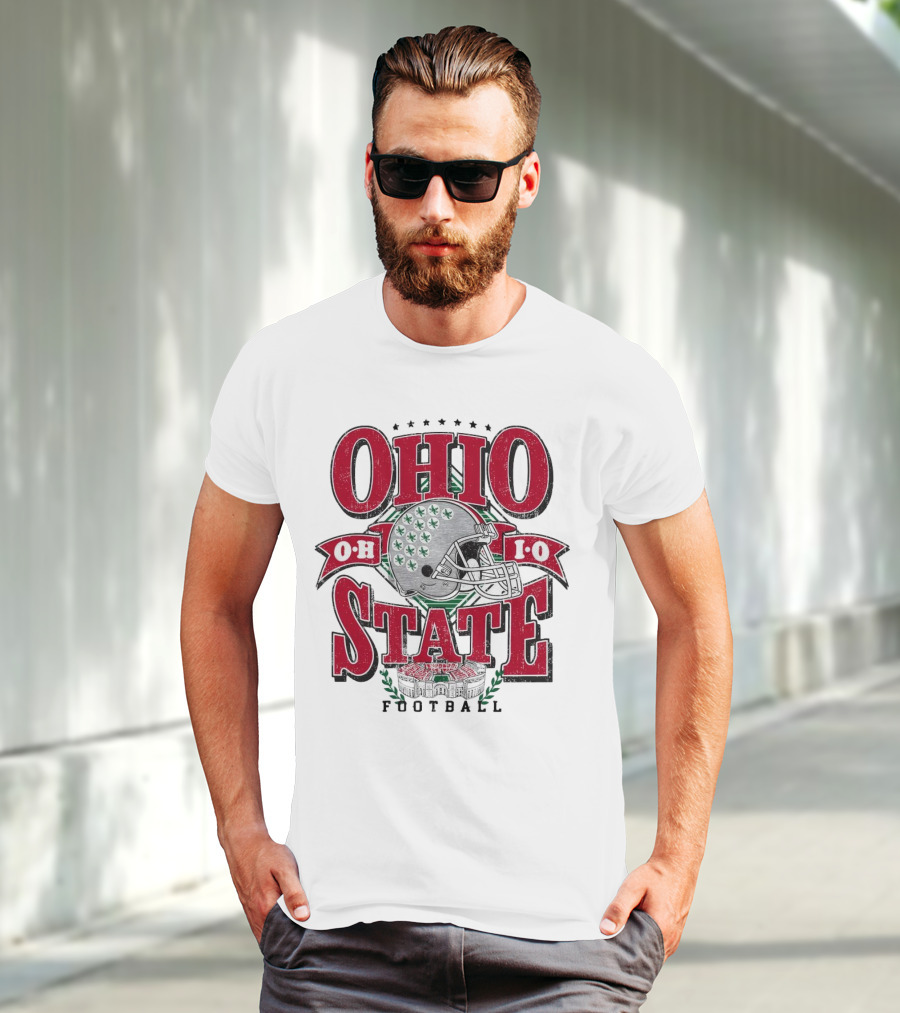 Ohio State Buckeyes Football Helmet Stadium Vintage T-Shirt
