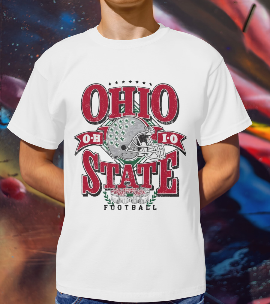 Ohio State Buckeyes Football Helmet Stadium Vintage T-Shirt