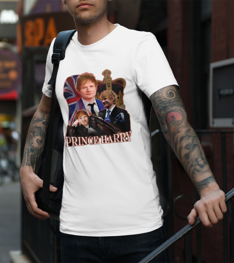 Prince Harry Ed Sheeran Union Jack Crown T-Shirt