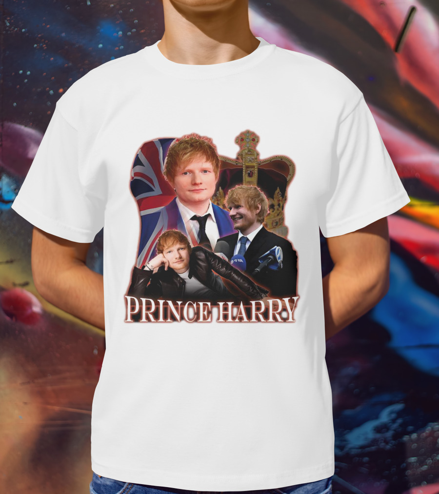 Prince Harry Ed Sheeran Union Jack Crown T-Shirt