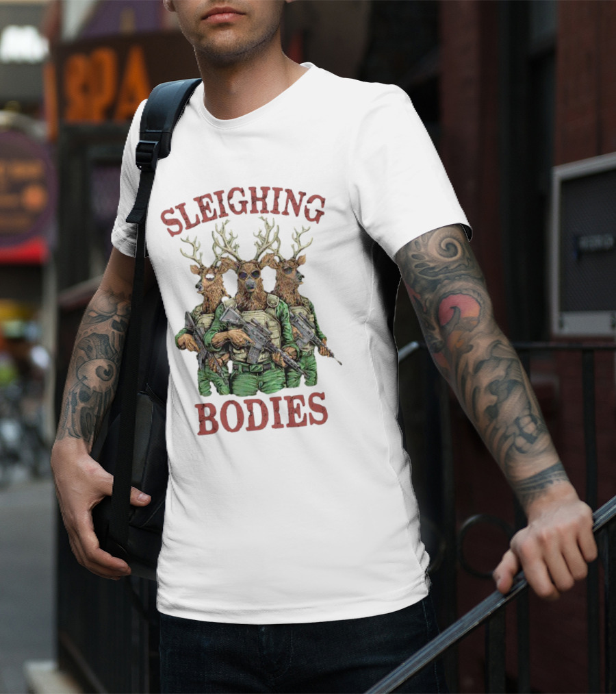 Sleighing Bodies Reindeer Soldiers T-Shirt