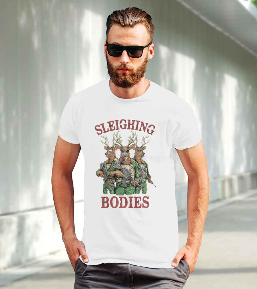 Sleighing Bodies Reindeer Soldiers T-Shirt