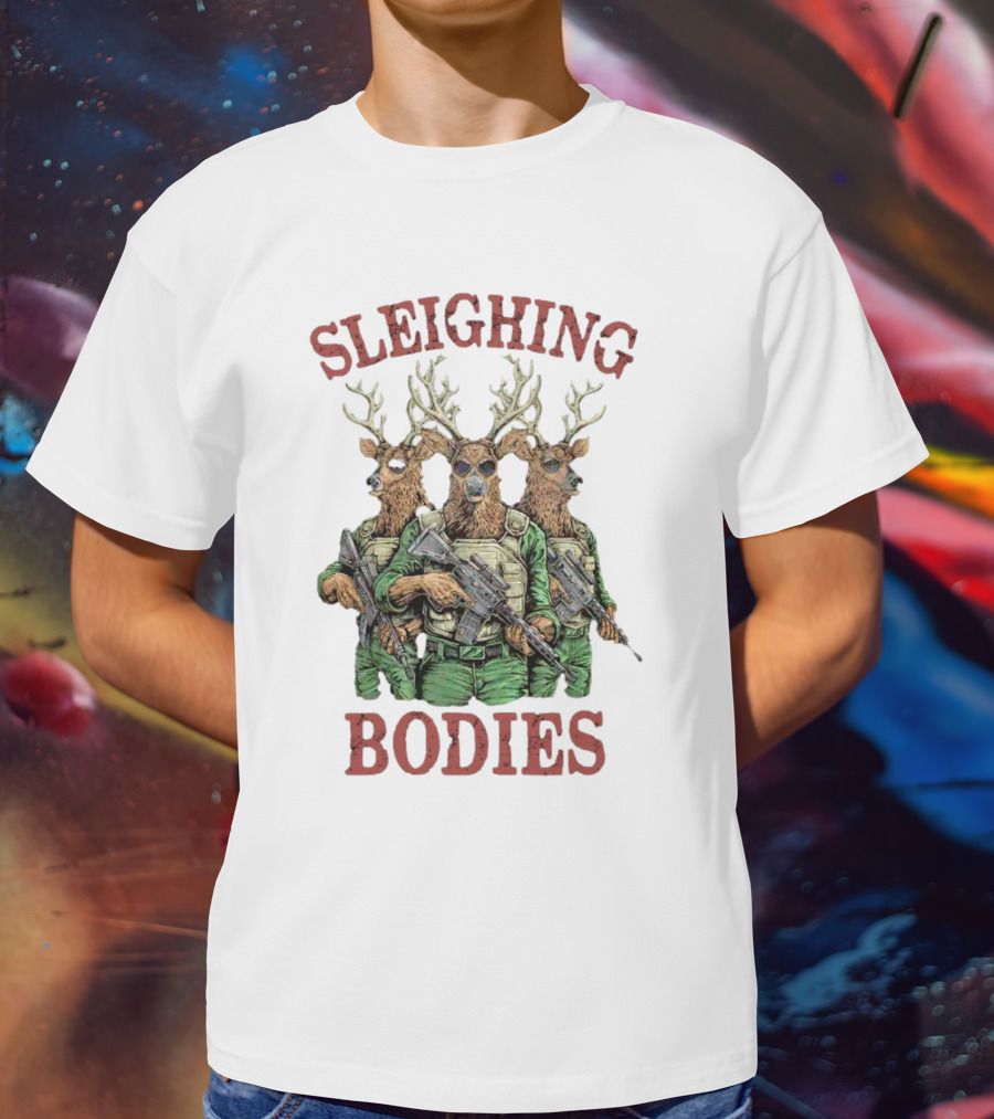 Sleighing Bodies Reindeer Soldiers T-Shirt