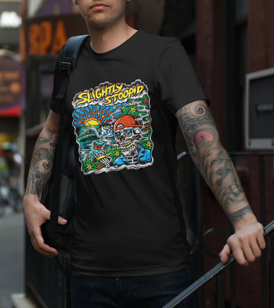 Slightly Stoopid Sun Surf Skeleton Smoke Wake And Bake T-Shirt