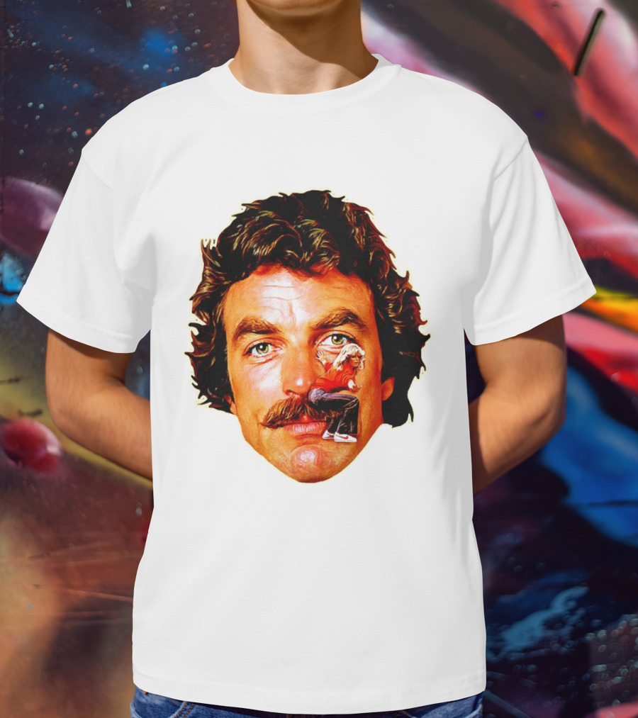 Tom Selleck Mustache Ride Head Portrait With Man T-Shirt