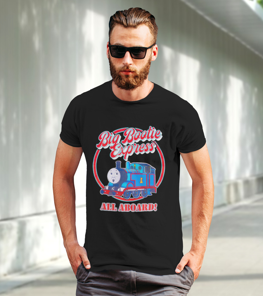 Big Bootie Express All Aboard Train Engine Character T-Shirt