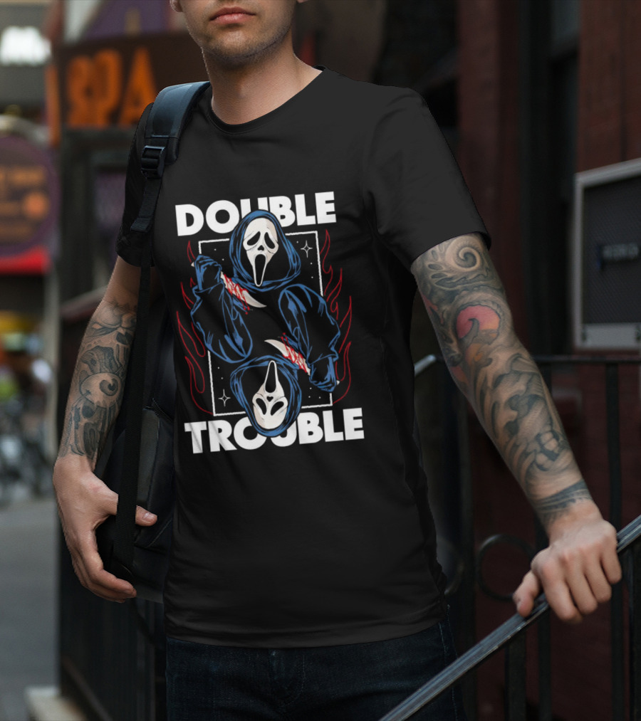 Double Trouble Ghostface Knife Reflection T-Shirt