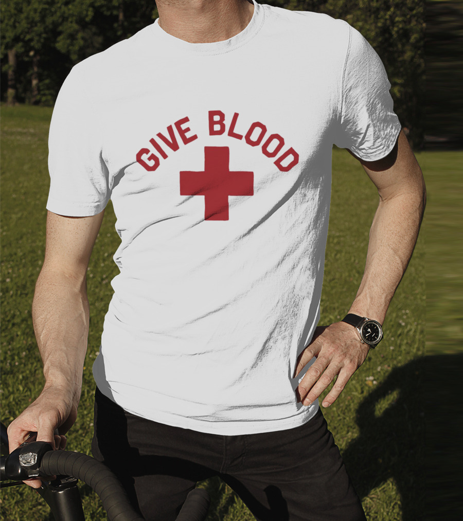Give Blood Red Cross Text Red T-Shirt