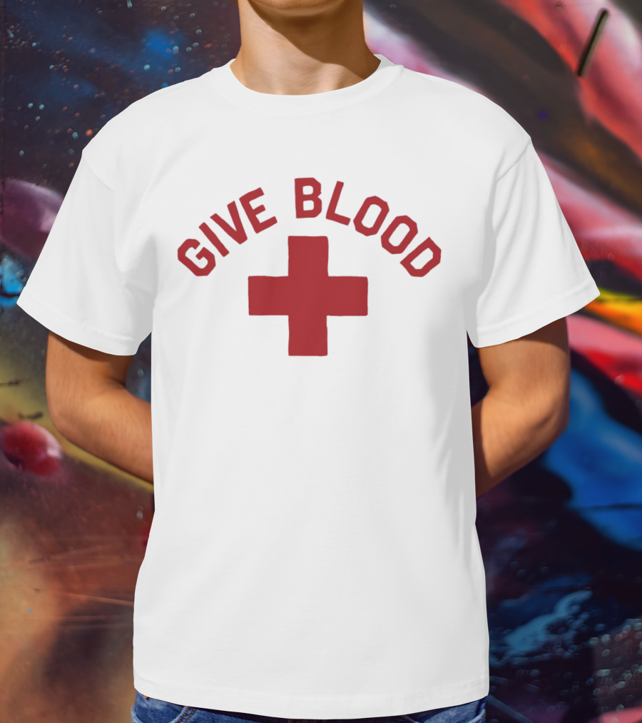 Give Blood Red Cross Text Red T-Shirt