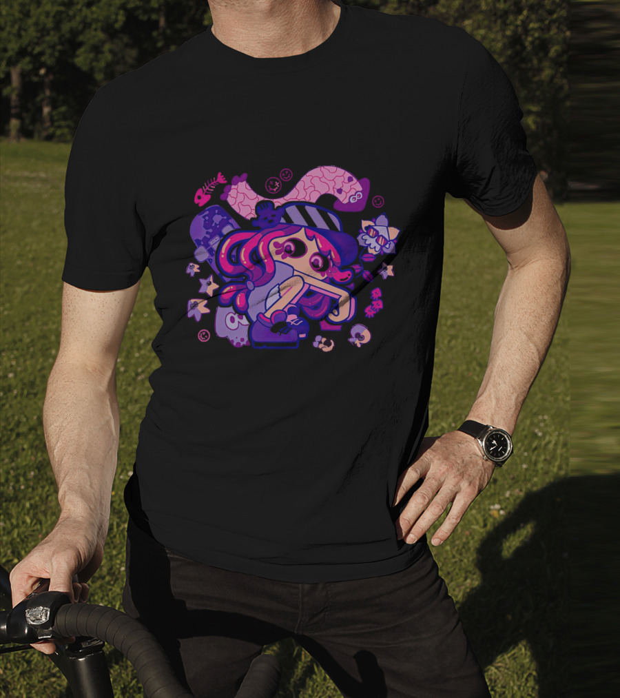 Hotlantis Harmony Splatoon Character Surrounded By Artistic Marine Elements T-Shirt