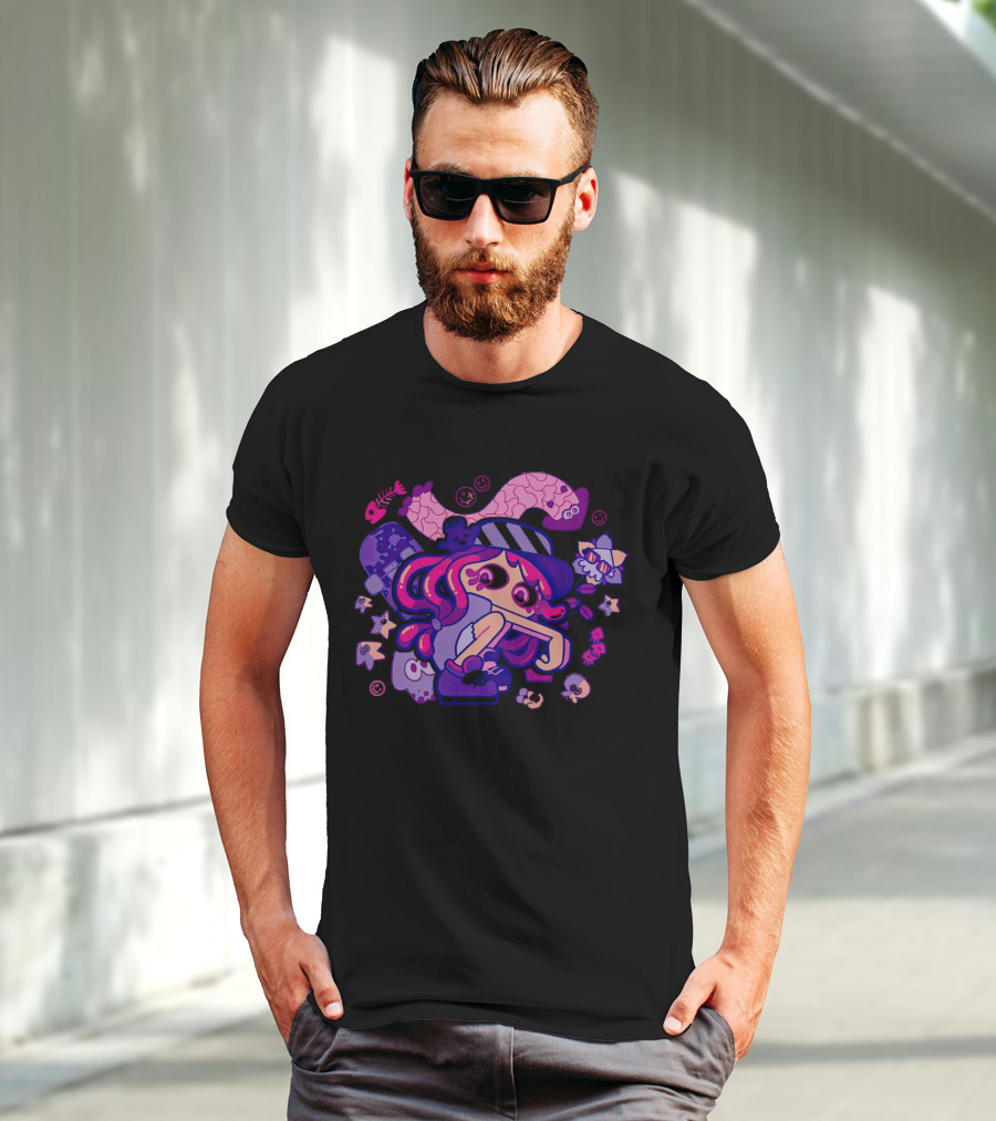 Hotlantis Harmony Splatoon Character Surrounded By Artistic Marine Elements T-Shirt