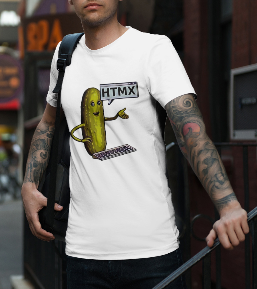 HTMX Keyboard Pickle T-Shirt