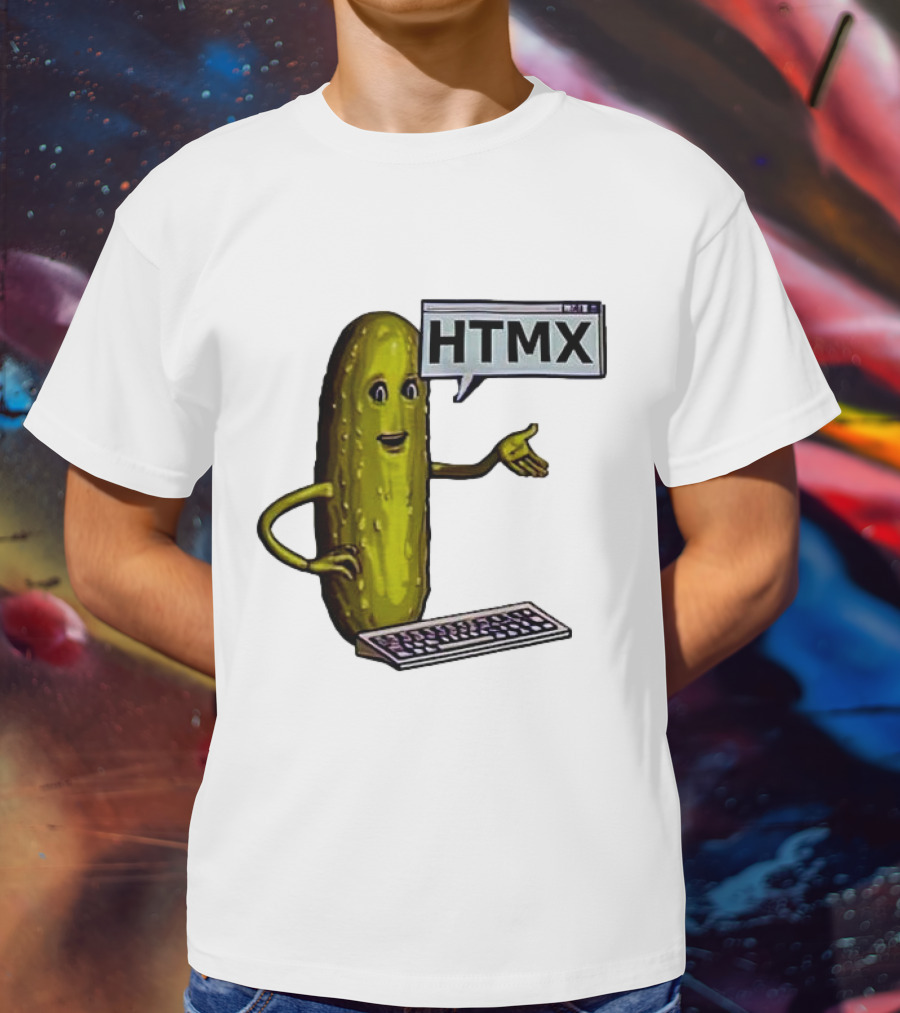 HTMX Keyboard Pickle T-Shirt