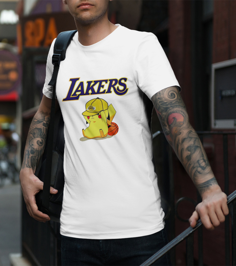 Lakers Pikachu Basketball Hat T-Shirt
