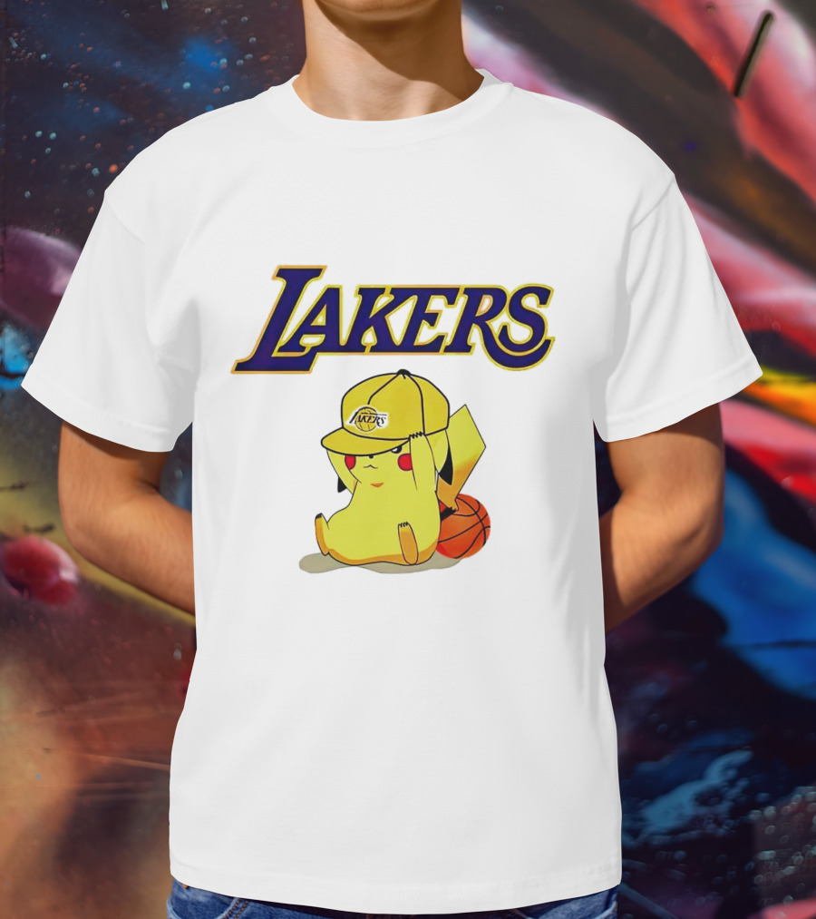 Lakers Pikachu Basketball Hat T-Shirt