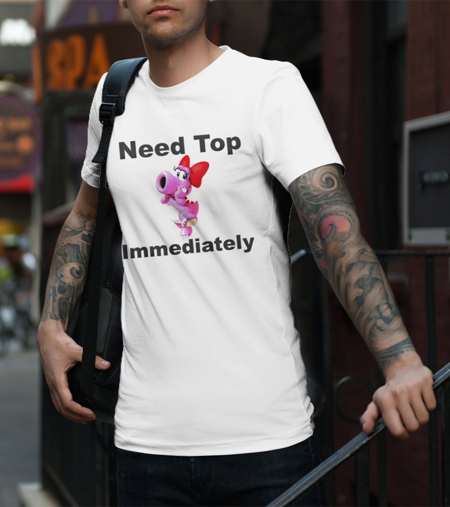 Need Top Immediately Bow Dinosaur Character T-Shirt