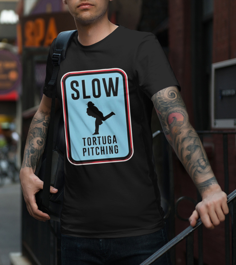 SLOW Tortuga Pitching Sign Baseball T-Shirt