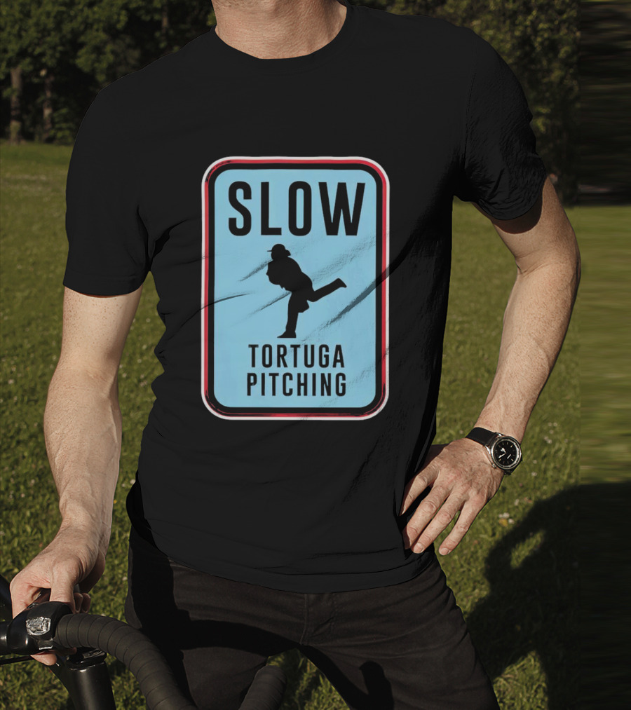 SLOW Tortuga Pitching Sign Baseball T-Shirt