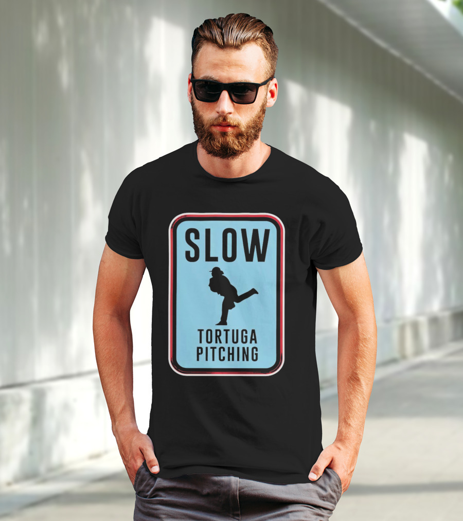 SLOW Tortuga Pitching Sign Baseball T-Shirt