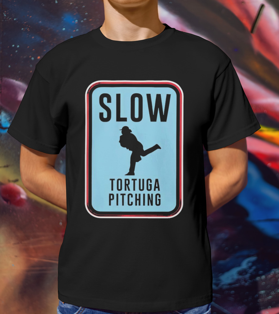 SLOW Tortuga Pitching Sign Baseball T-Shirt