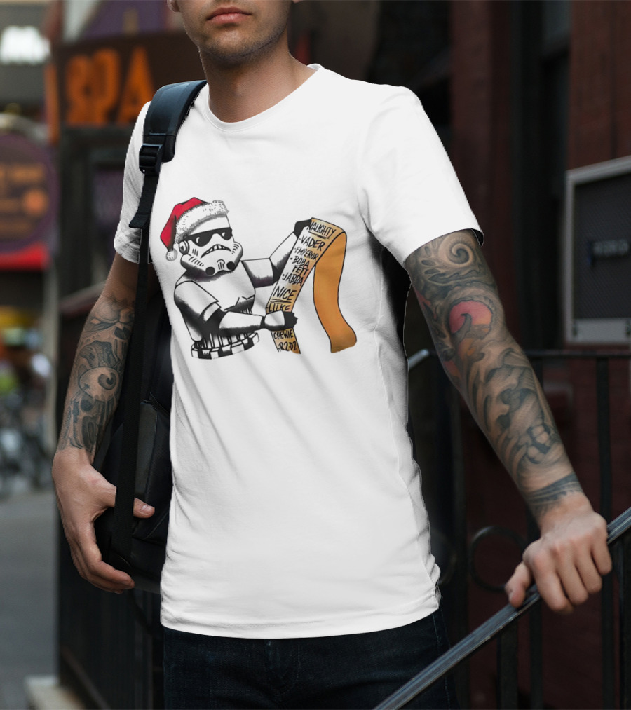 Stormtrooper Santa Naughty Nice List Vader Chewie Holiday Fun T-Shirt