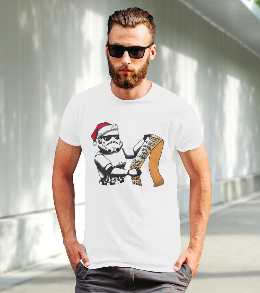 Stormtrooper Santa Naughty Nice List Vader Chewie Holiday Fun T-Shirt