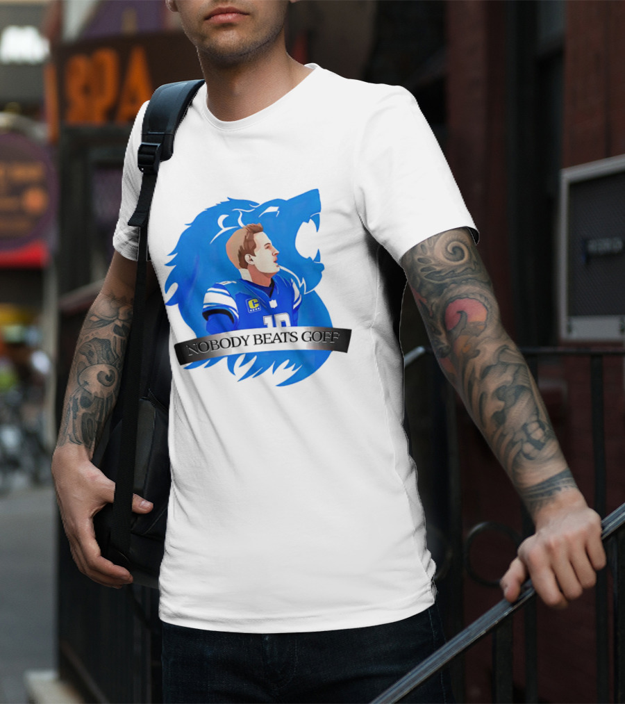 That’s Good Sports Nobody Beats Goff Blue Lion Football Player T-Shirt