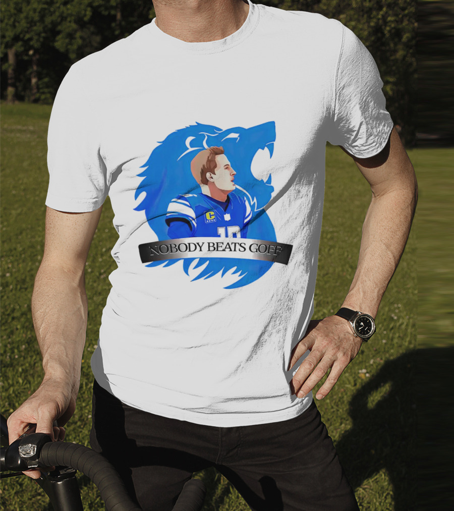 That’s Good Sports Nobody Beats Goff Blue Lion Football Player T-Shirt