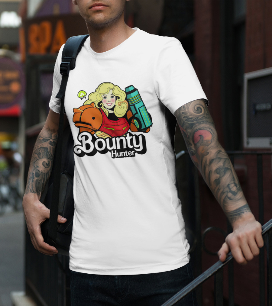 Bounty Hunter Retro Blonde Character With Sci-Fi Armor T-Shirt