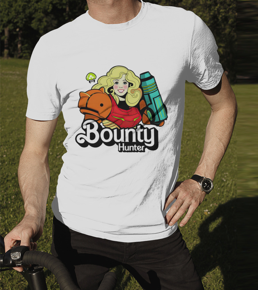 Bounty Hunter Retro Blonde Character With Sci-Fi Armor T-Shirt