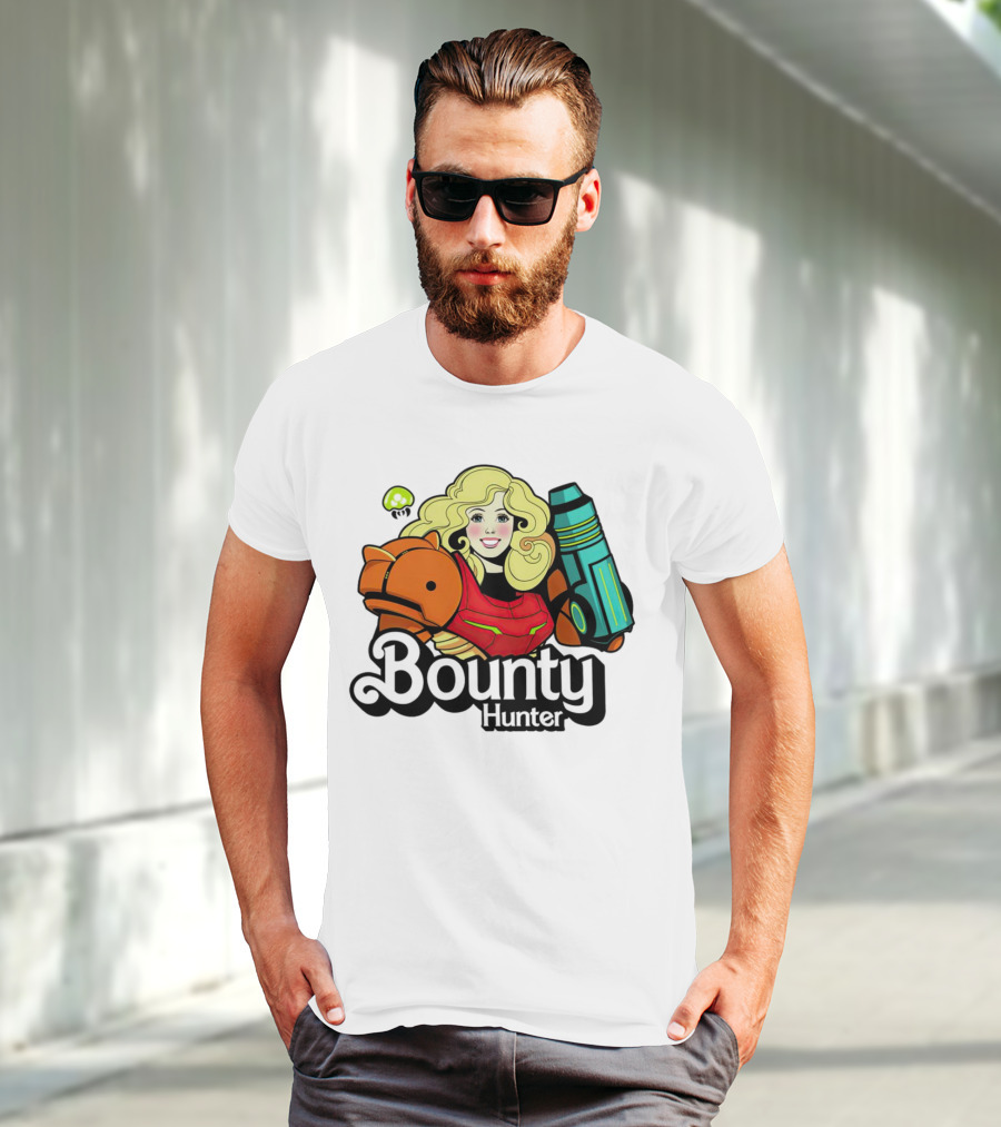 Bounty Hunter Retro Blonde Character With Sci-Fi Armor T-Shirt