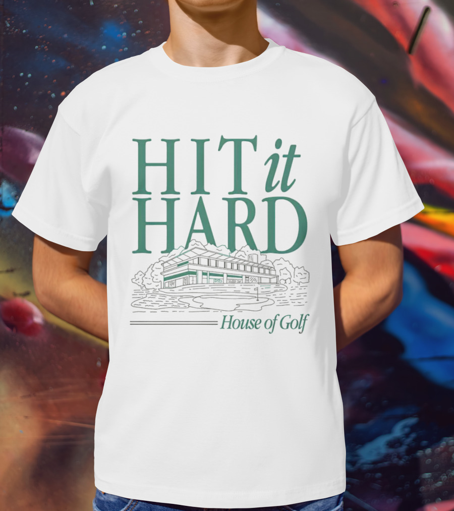 Hit It Hard House Of Golf Sports Building Outline T-Shirt