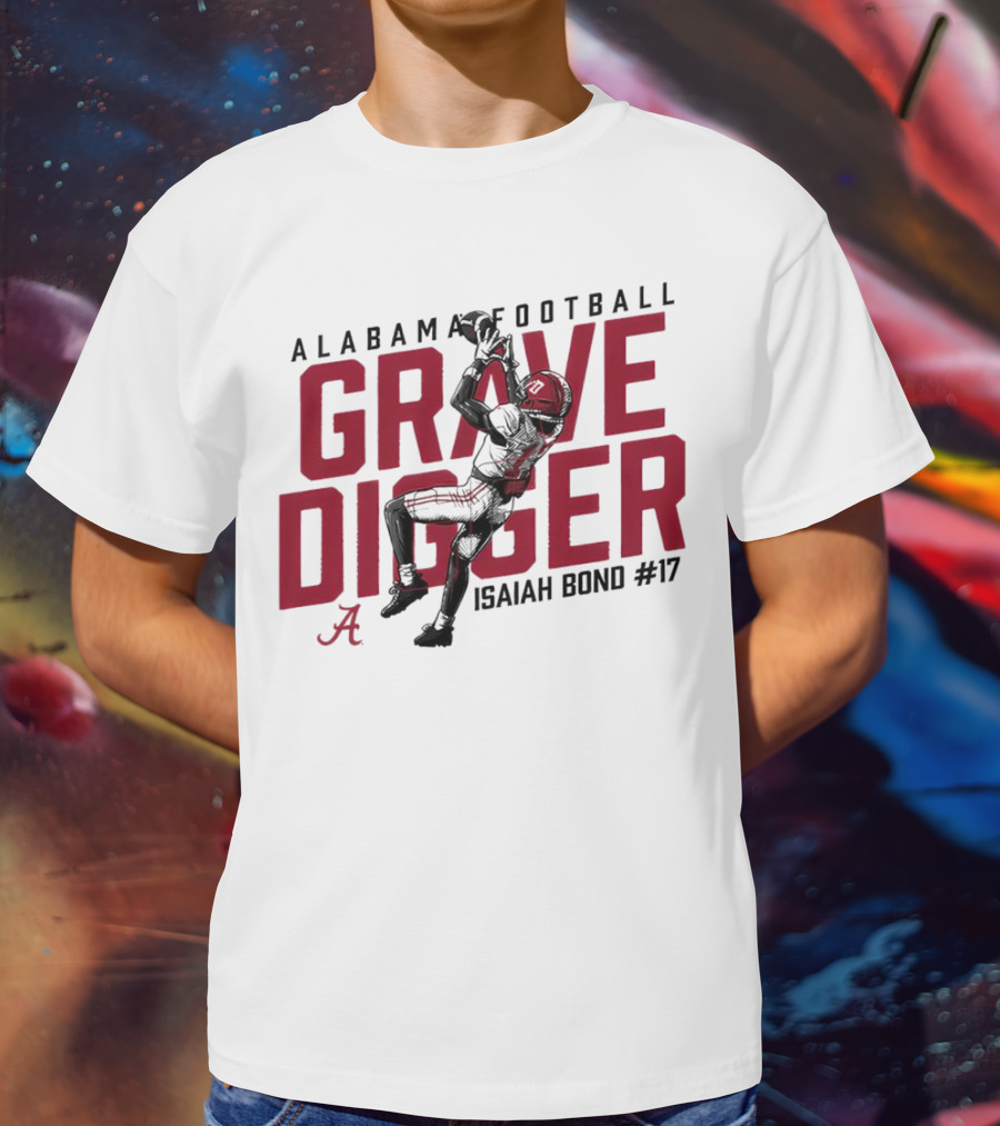 Alabama Football Isaiah Bond #17 Grave Digger Crimson Tide T-Shirt