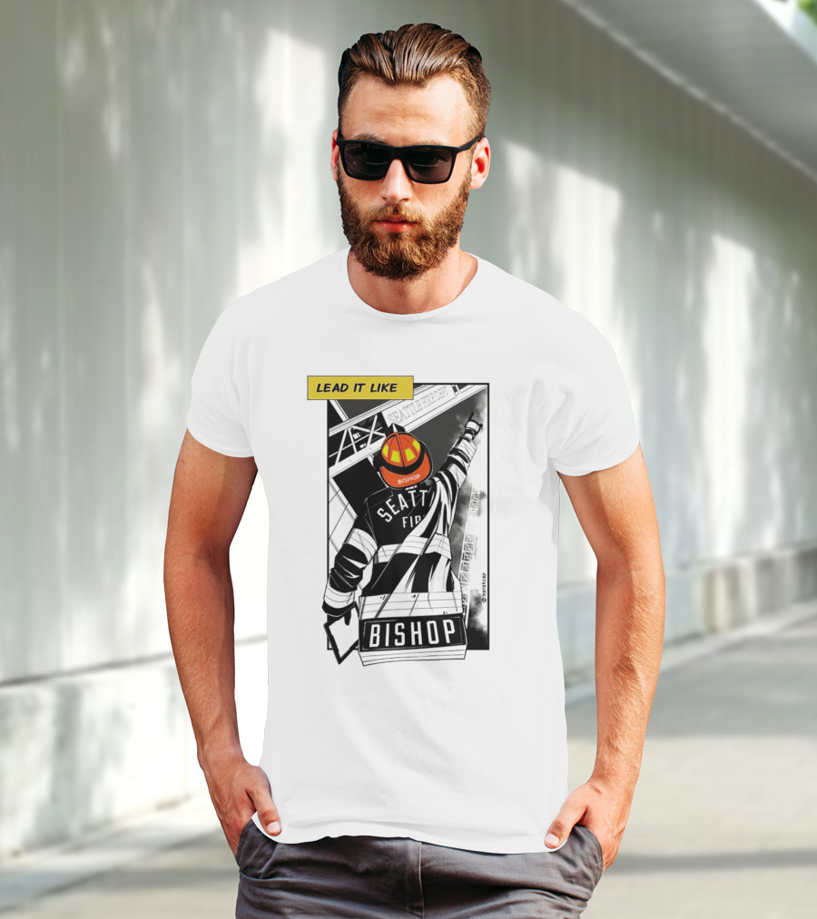 Lead It Like Seattle Fire Bishop Firefighter Helmet Hero T-Shirt