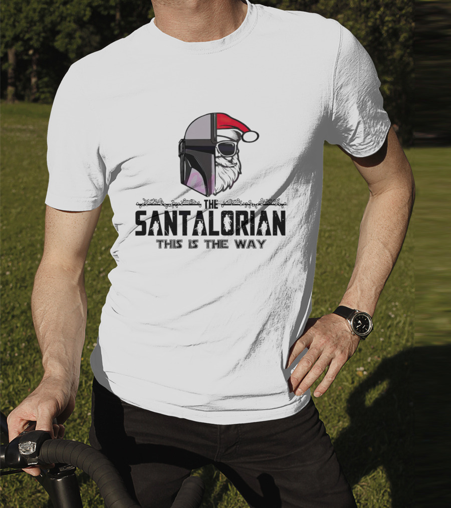 The Santalorian This Is The Way Santa Claus Christmas Helmet Santa Hat T-Shirt