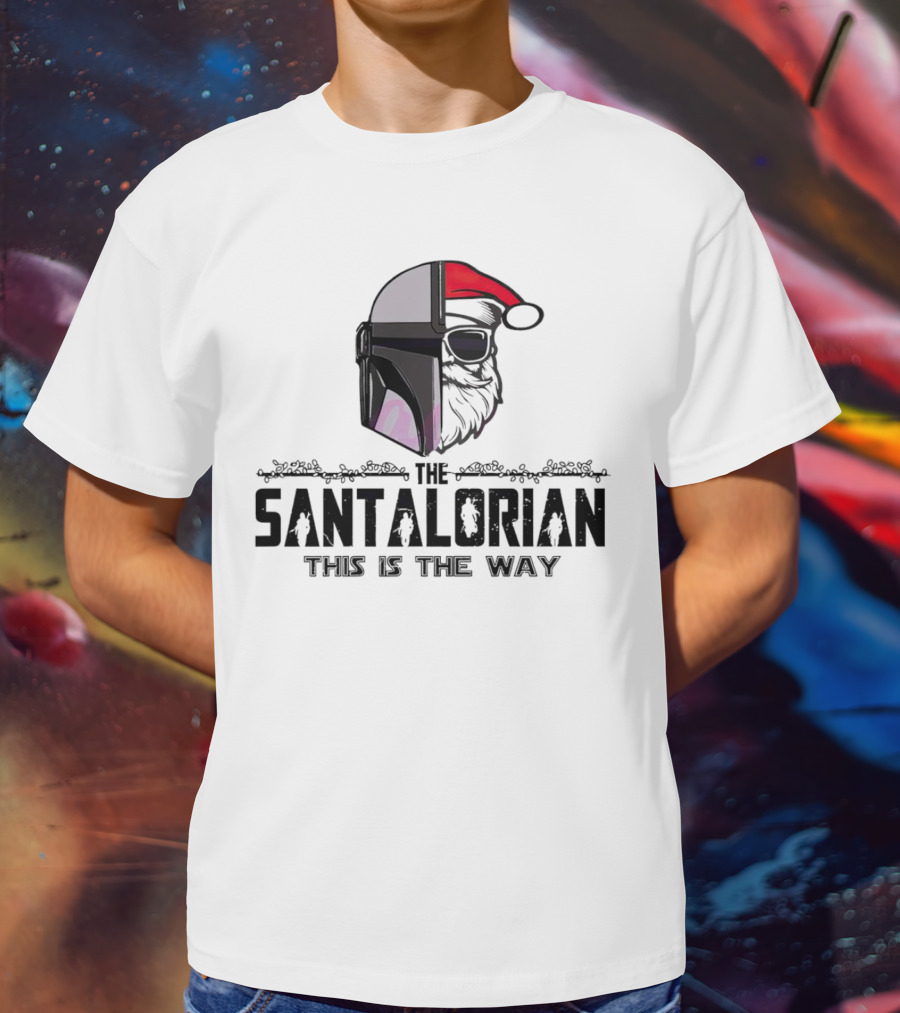 The Santalorian This Is The Way Santa Claus Christmas Helmet Santa Hat T-Shirt