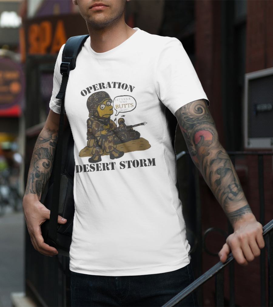 Operation Desert Storm Bart Simpson Let's Kick Butts T-Shirt