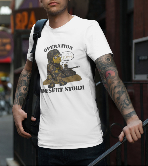 Operation Desert Storm Bart Simpson Let's Kick Butts T-Shirt