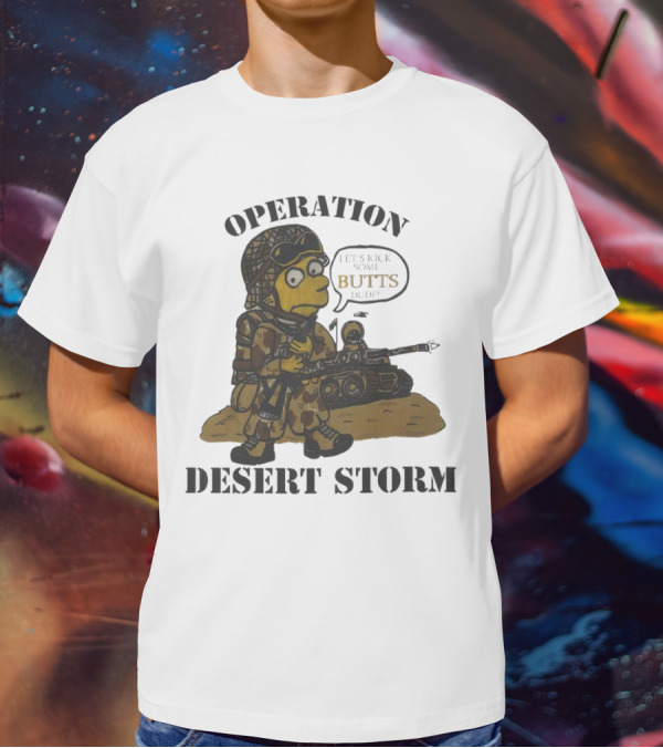 Operation Desert Storm Bart Simpson Let's Kick Butts T-Shirt