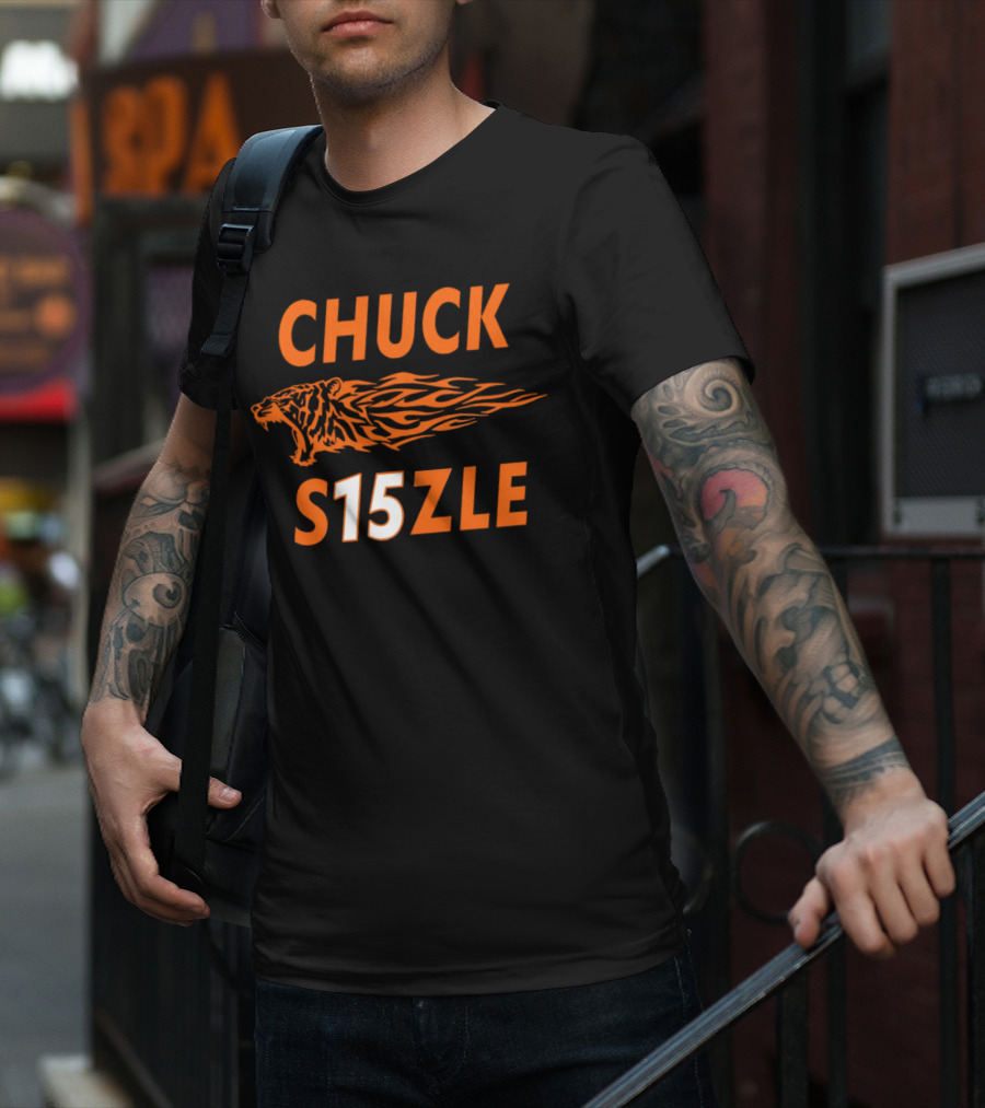 CHUCK SIZZLE S15ZLE Tiger Flame Cincinnati Bengals T-Shirt