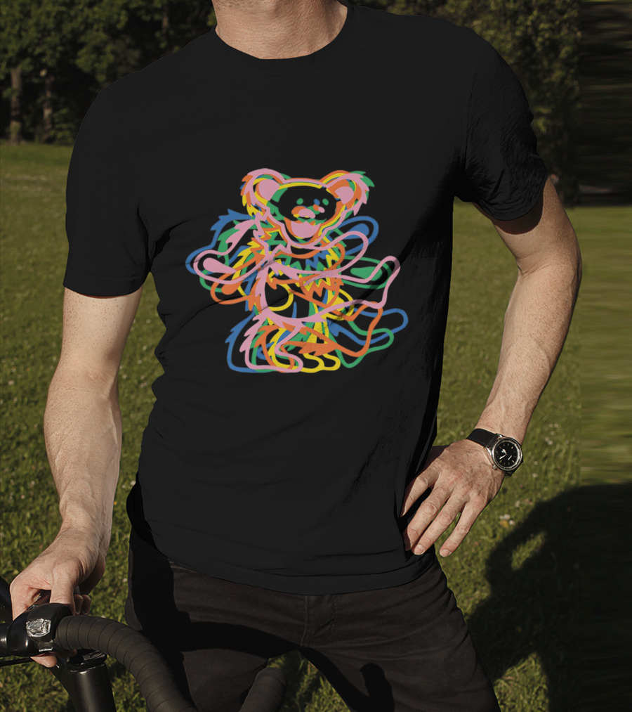 Grateful Dead Colorful Dancing Bear Icon Multicolor Overlay T-Shirt