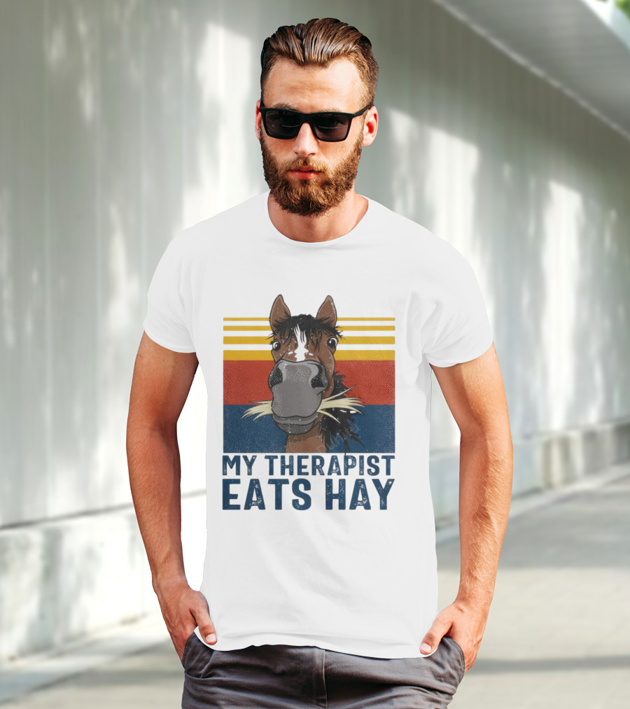 My Therapist Eats Hay Horse Vintage T-Shirt