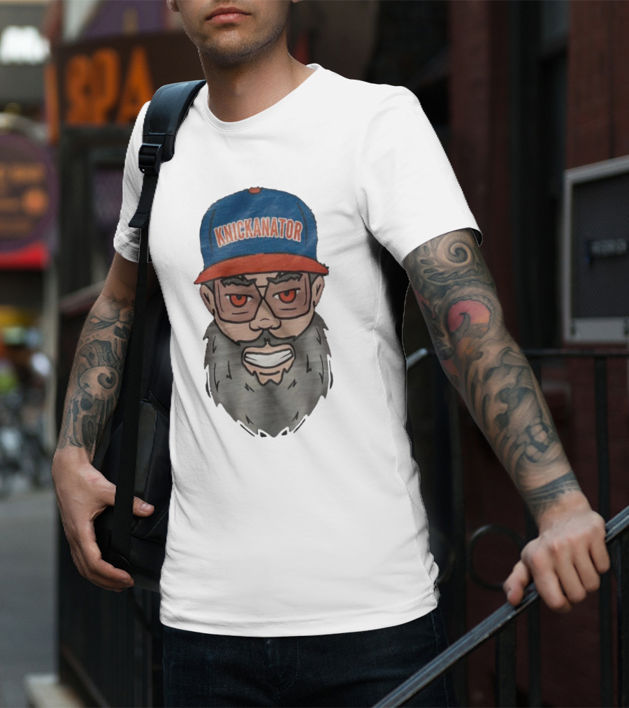 Nickanator New York Knicks Beard Hat Face T-Shirt