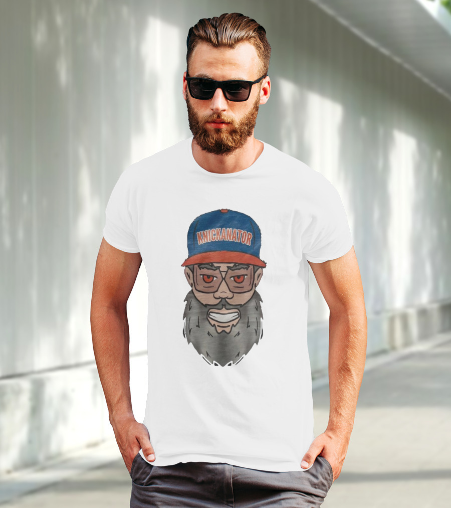 Nickanator New York Knicks Beard Hat Face T-Shirt