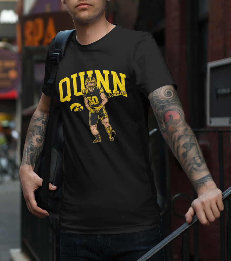 Quinn Schulte Iowa Hawkeyes Football Number 10 Cartoon T-Shirt