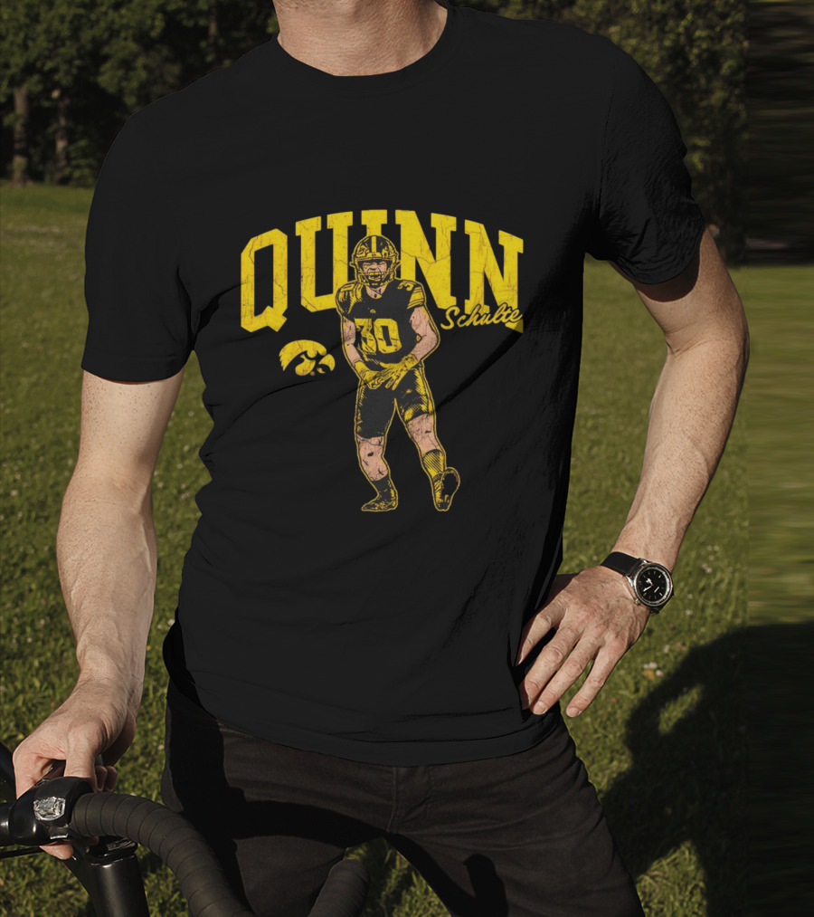 Quinn Schulte Iowa Hawkeyes Football Number 10 Cartoon T-Shirt