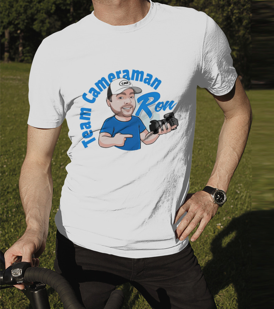 Team Cameraman Ron Cartoon Character Holding Camera T-Shirt